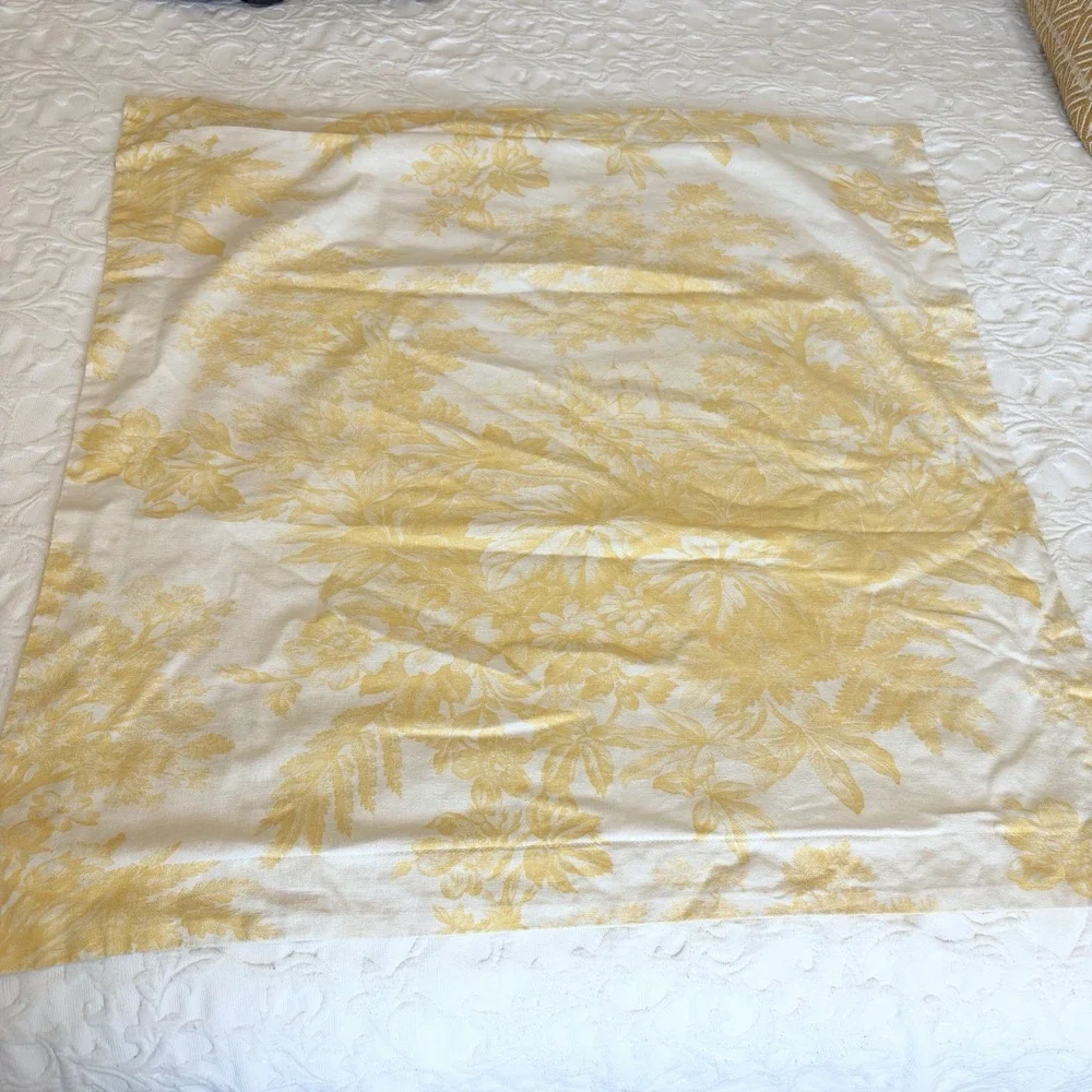 Pottery Barn Yellow Linen Cotton Matine Toile Euro Sham French Country Cottage